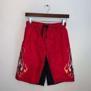 Wild Planet Boys Red & Fire Swim Trunks size L